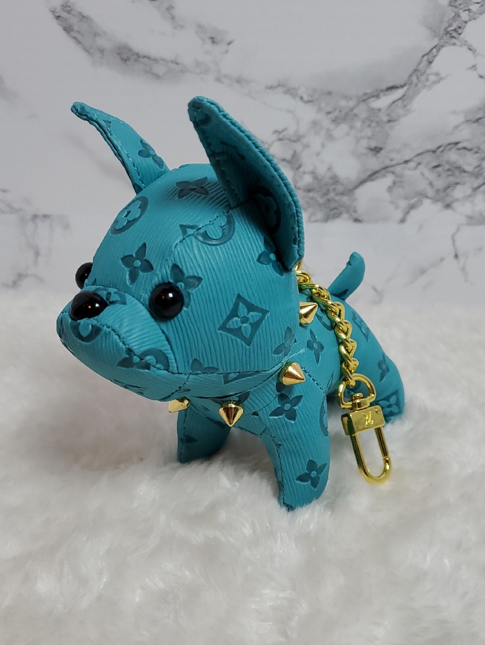 Turquoise Designer-Style French BullDog Keychain Bag Charm NWT